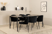 Venture Design Wrinkles & Pelle Matstolar 2-pack Svart + Rektangulära Matbord 190 x 90 Svart