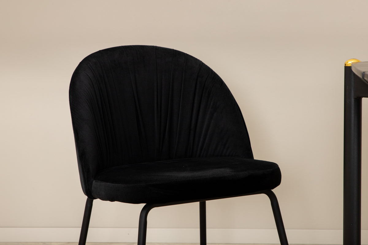 Venture Design Wrinkles & Pelle Matstolar 2-pack Svart + Rektangulära Matbord 190 x 90 Svart
