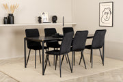Venture Design Pelle & Windu Rektangulära Matbord 190 x 90 Svart + Matstolar 2-pack Svart