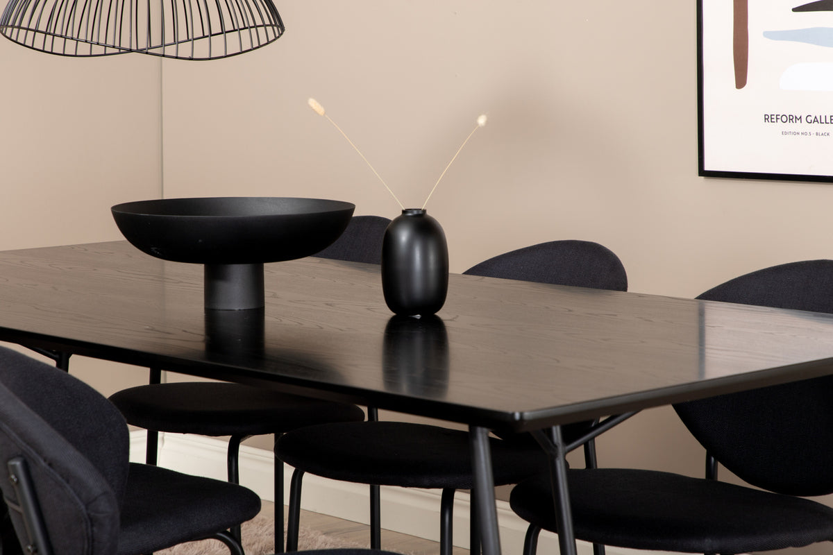 Venture Design Vault & Petra Matstolar 2-pack Svart + Rektangulära Matbord 190 x 90 Svart
