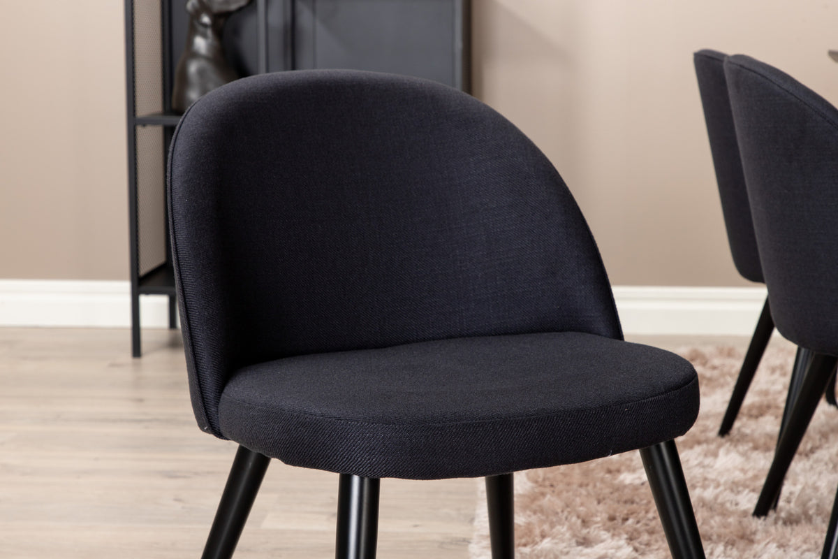 Venture Design Petra & Velvet Rektangulära Matbord 190 x 90 Svart + Matstolar 2-pack Svart