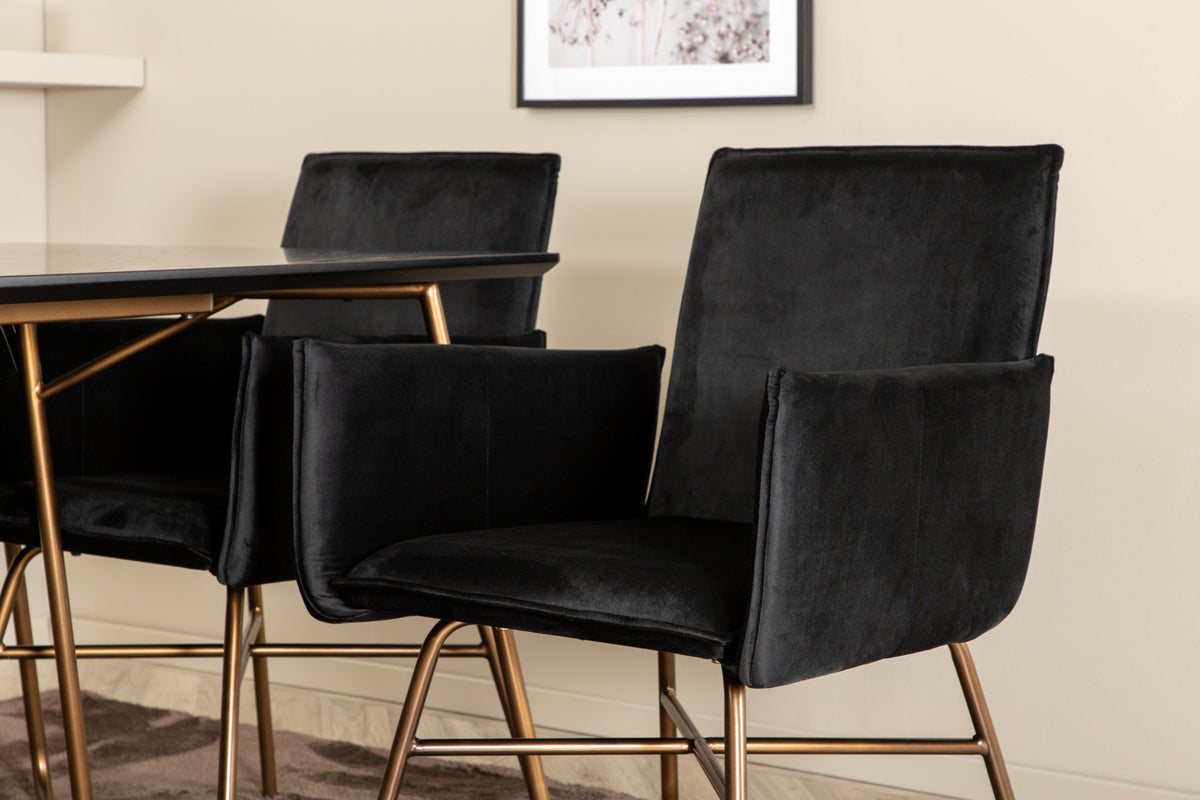 Venture Design Petra Rektangulära Matbord 190 x 90 Svart + Matstolar Svart