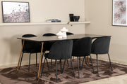 Venture Design Wrinkles & Petra Matstolar 2-pack Svart + Rektangulära Matbord 190 x 90 Svart