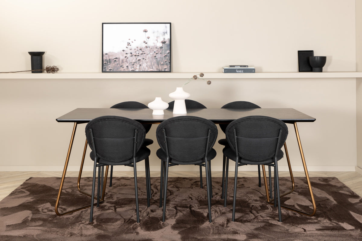Venture Design Vault & Petra Matstolar 2-pack Svart + Rektangulära Matbord 190 x 90 Svart