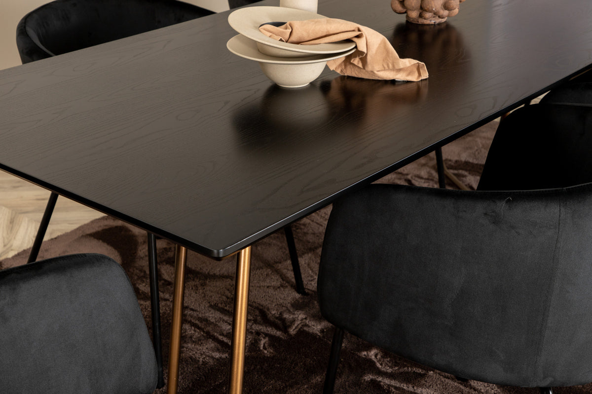 Venture Design Berit & Petra Matstolar Svart + Rektangulära Matbord 190 x 90 Svart