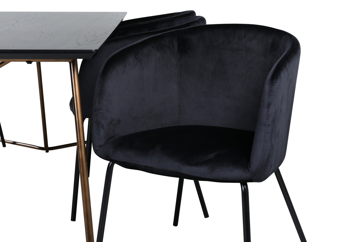 Venture Design Berit & Petra Matstolar Svart + Rektangulära Matbord 190 x 90 Svart