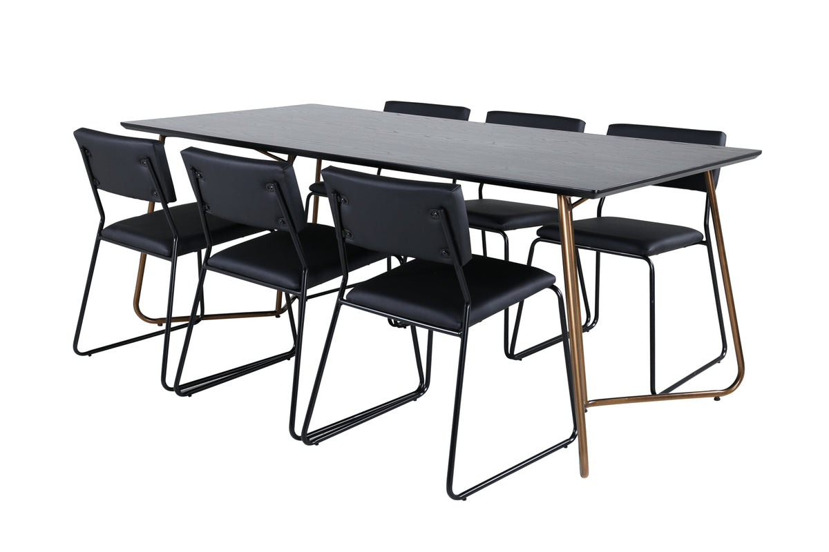 Venture Design Kenth & Petra Matstolar Svart + Matbord 90x190