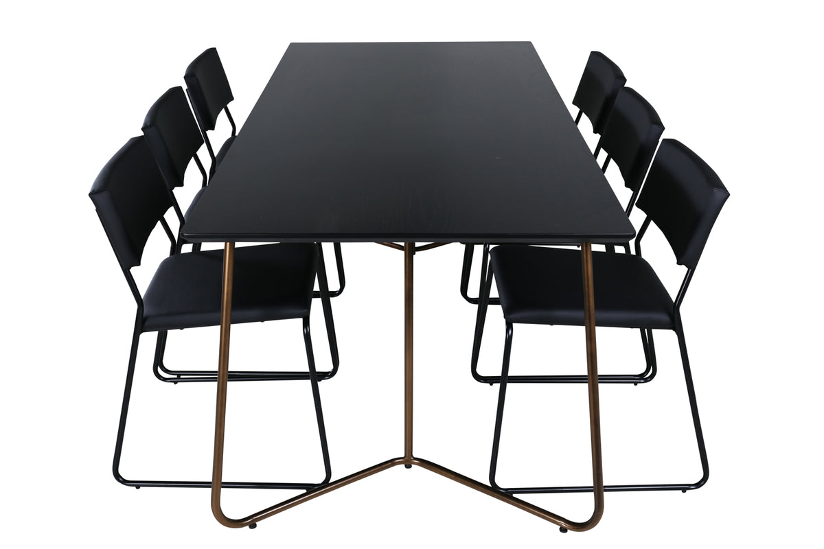 Venture Design Kenth & Petra Matstolar Svart + Matbord 90x190