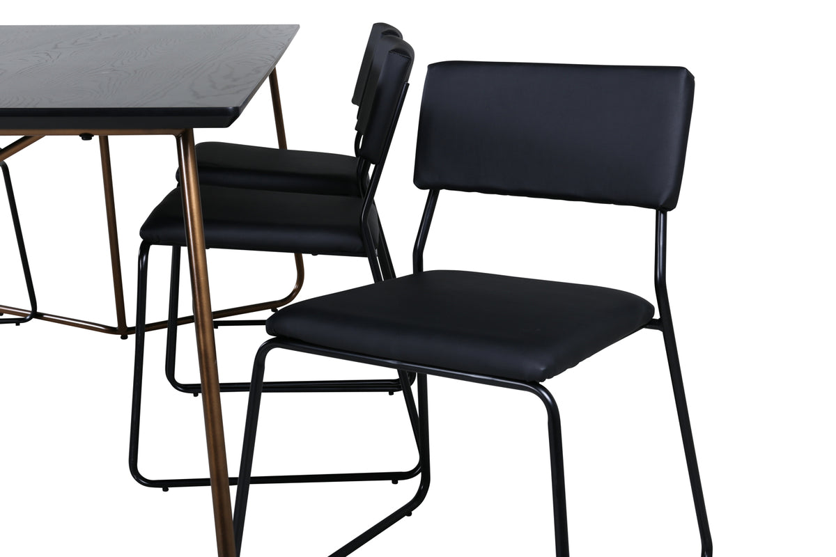Venture Design Kenth & Petra Matstolar Svart + Matbord 90x190