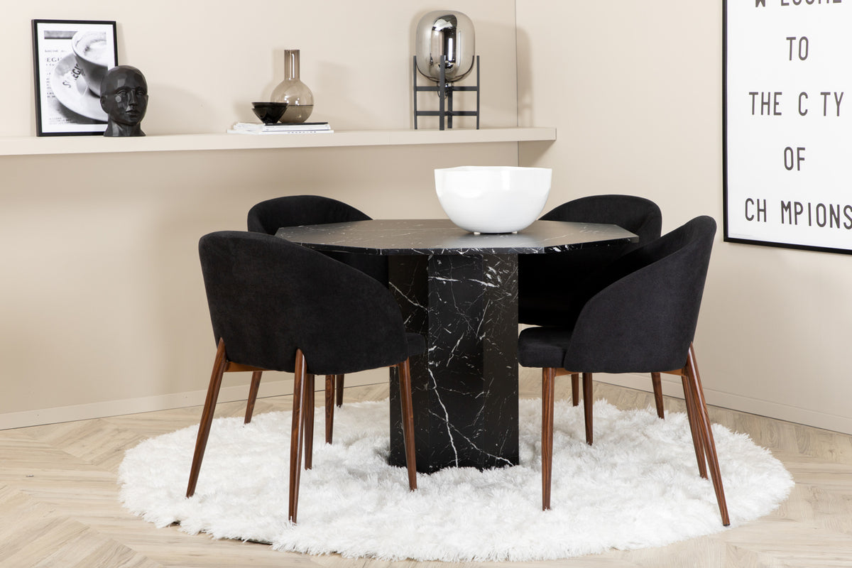 Venture Design Arch & Marbs Matstolar Svart + Matbord ⌀110