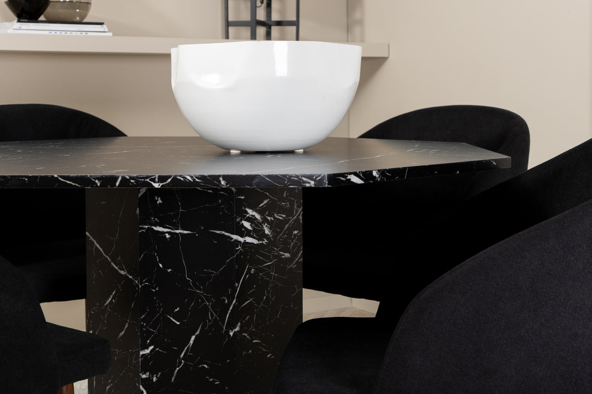 Venture Design Arch & Marbs Matstolar Svart + Matbord ⌀110