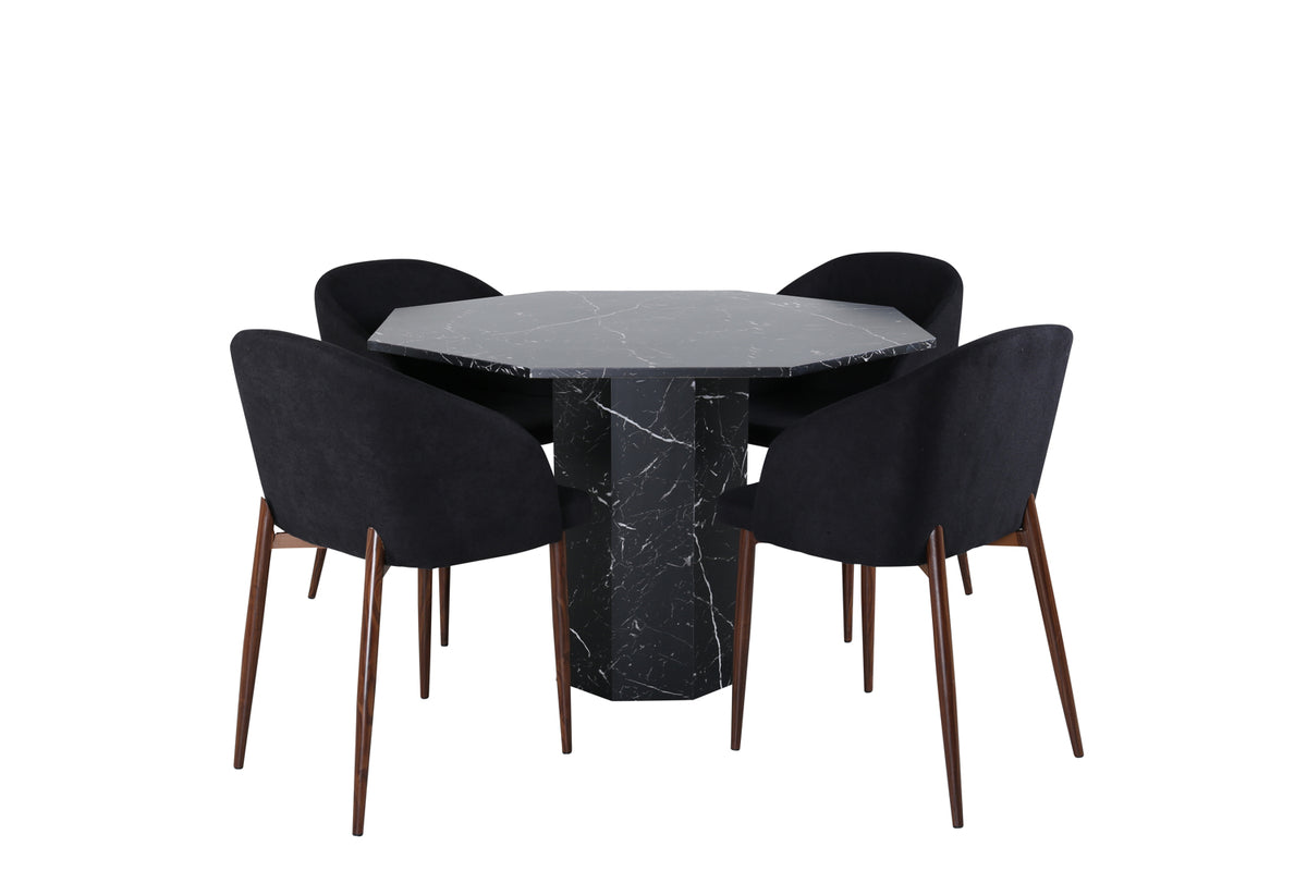 Venture Design Arch & Marbs Matstolar Svart + Matbord ⌀110