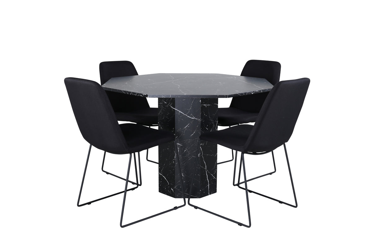 Venture Design Muce & Marbs Matstolar 2-pack Svart + Runda Matbord ⌀110 Svart