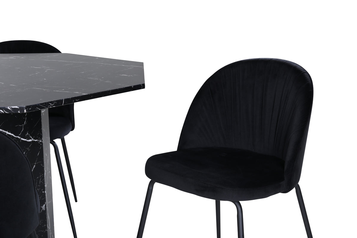 Venture Design Wrinkles & Marbs Matstolar 2-pack Svart + Runda Matbord ⌀110 Svart