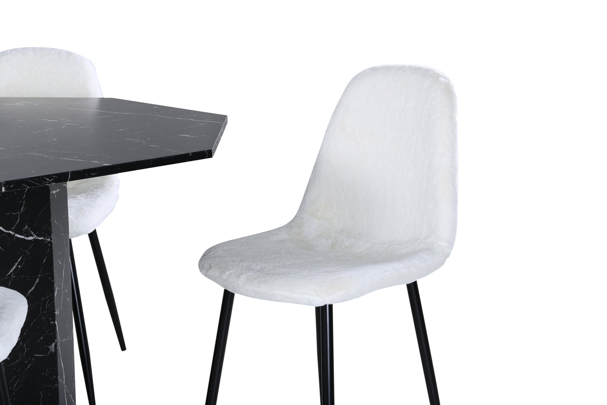 Venture Design Marbs & Polar Runda Matbord ⌀110 Svart + Matstolar 2-pack Vit