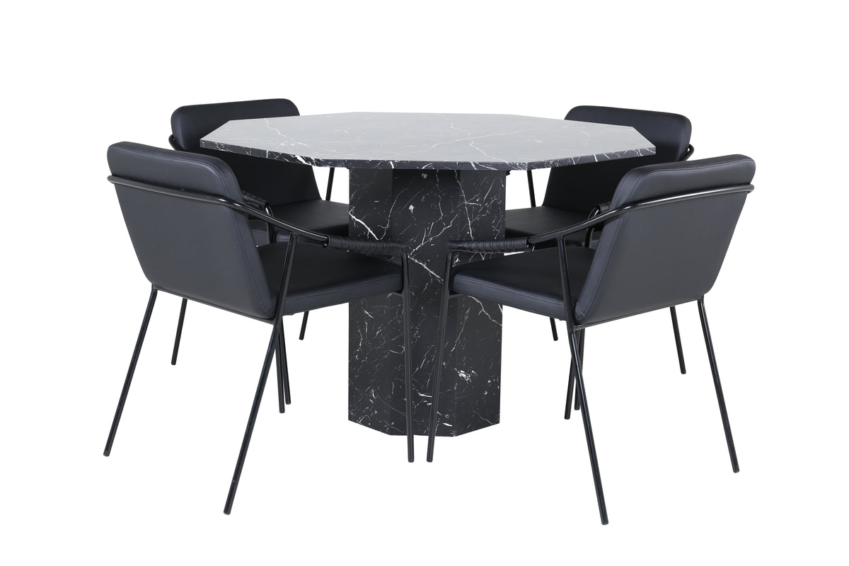 Venture Design Tvist & Marbs Matstolar 2-pack Svart + Runda Matbord ⌀110 Svart