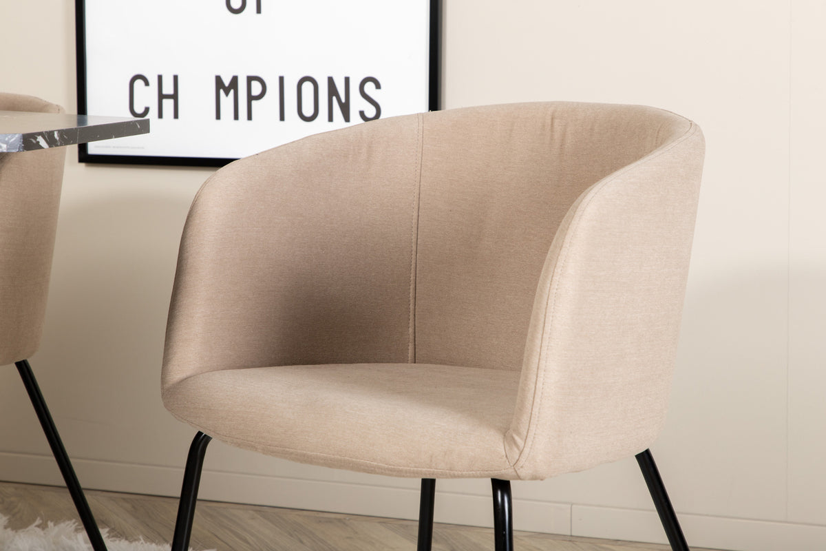 Venture Design Berit & Marbs Matstolar Beige + Matbord ⌀110