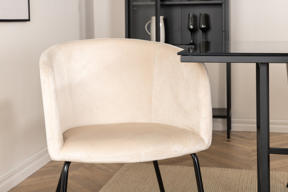 Venture Design Berit & Leif Matstolar Beige + Rektangulära Matbord 200 x 90 Svart