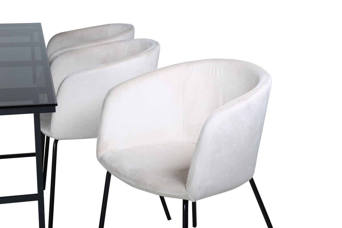 Venture Design Berit & Leif Matstolar Beige + Rektangulära Matbord 200 x 90 Svart