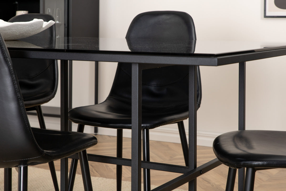 Venture Design Leif & Polar Matbord 90x200 + Matstolar Svart