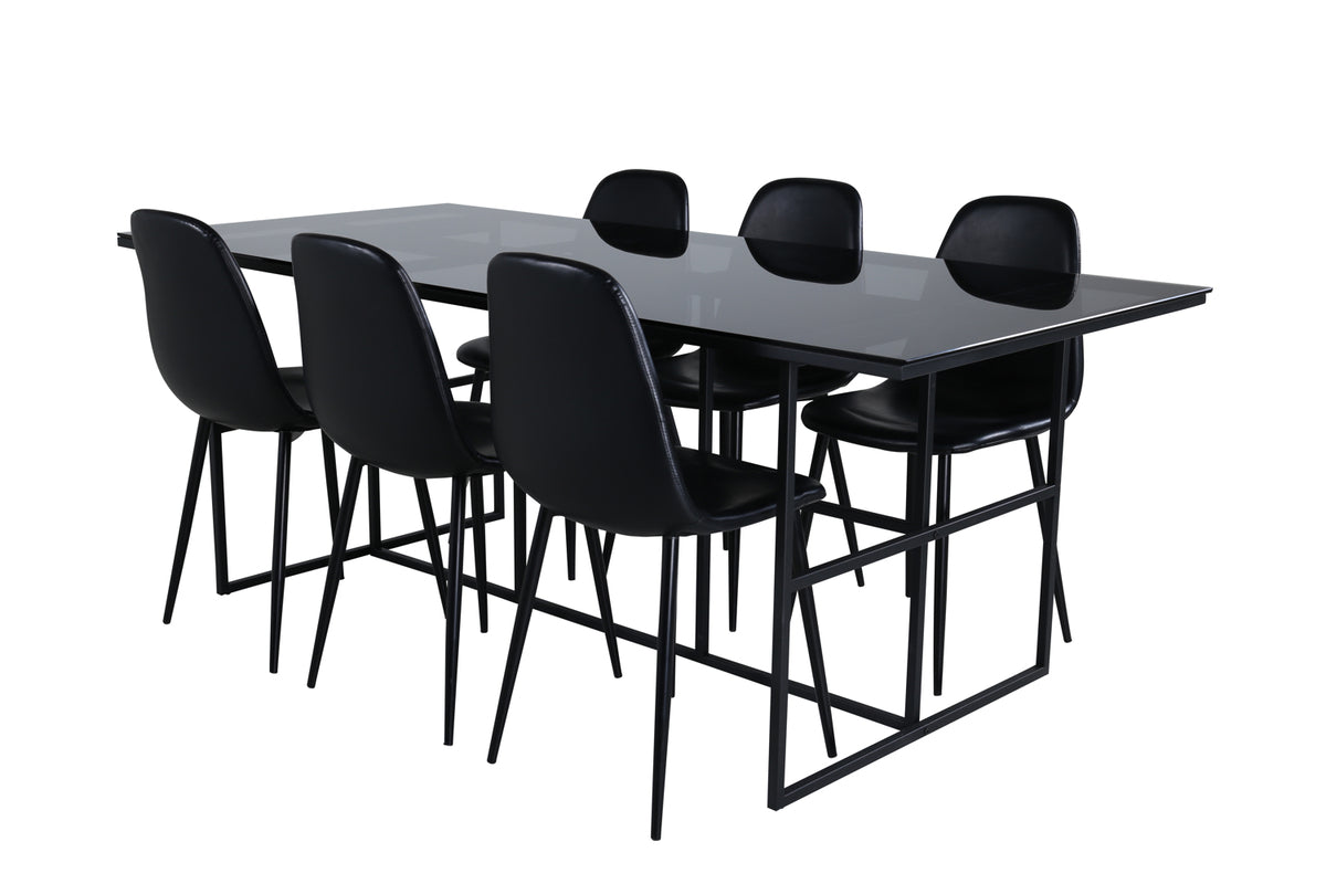 Venture Design Leif & Polar Matbord 90x200 + Matstolar Svart