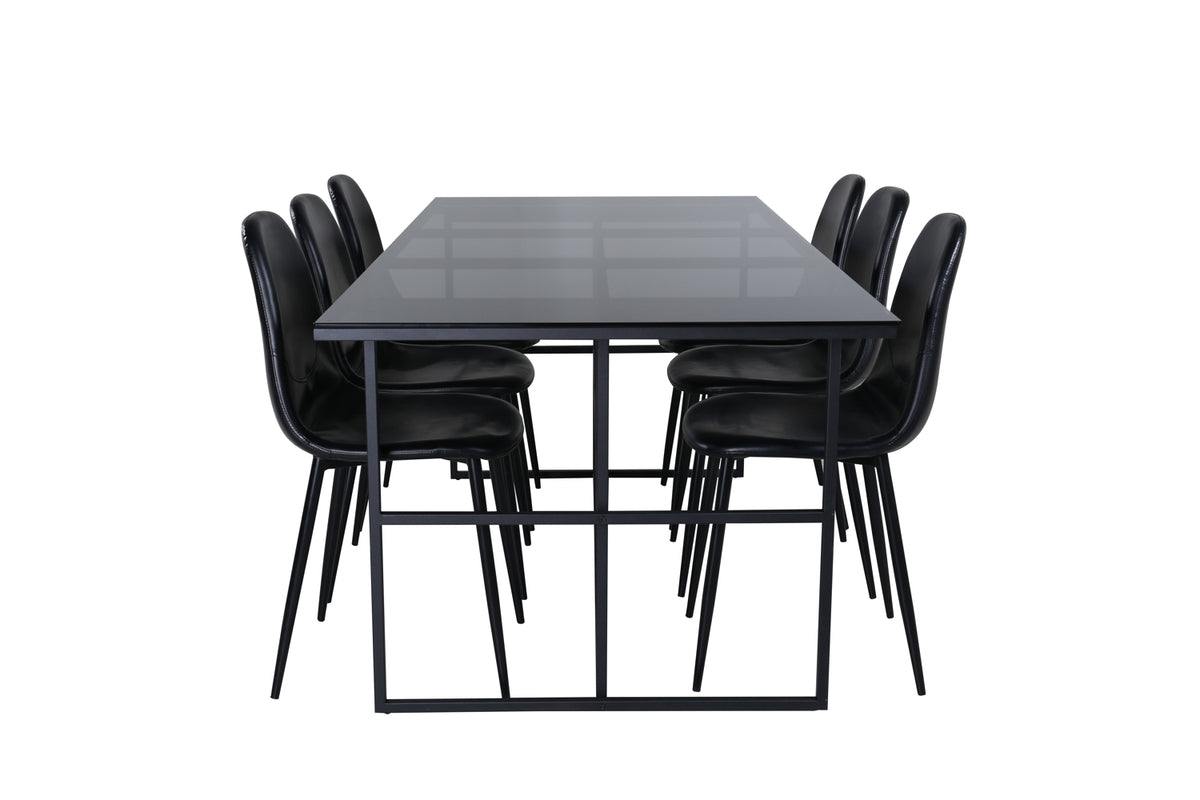 Venture Design Leif & Polar Matbord 90x200 + Matstolar Svart