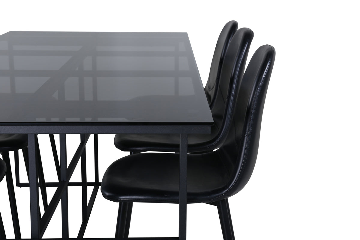 Venture Design Leif & Polar Matbord 90x200 + Matstolar Svart