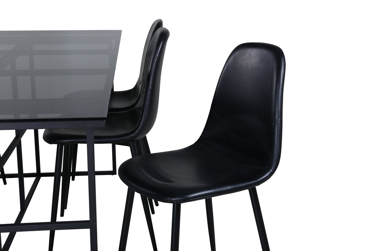 Venture Design Leif & Polar Matbord 90x200 + Matstolar Svart