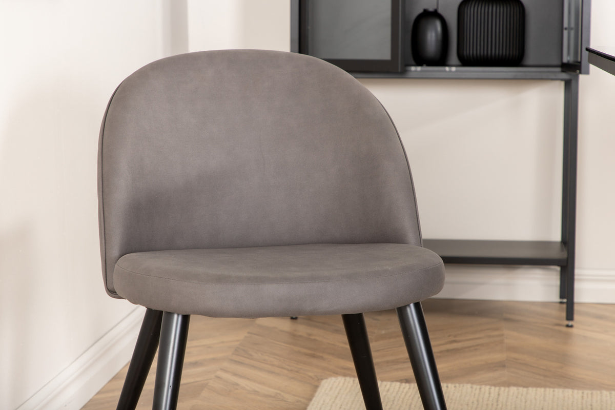 Venture Design Leif & Velvet Rektangulära Matbord 200 x 90 Svart + Matstolar 2-pack Grå