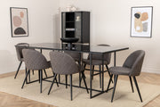 Venture Design Leif & Velvet Rektangulära Matbord 200 x 90 Svart + Matstolar 2-pack Grå