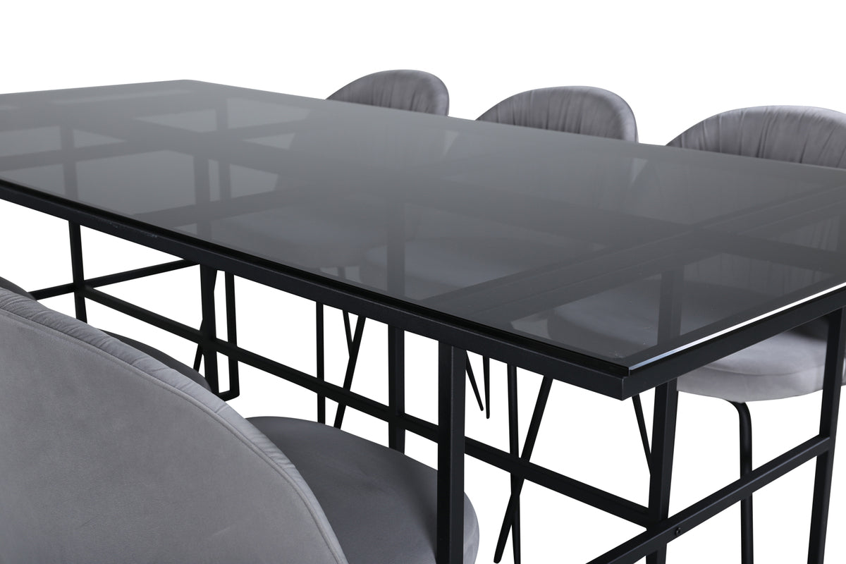 Venture Design Wrinkles & Leif Matstolar Grå + Matbord 90x200