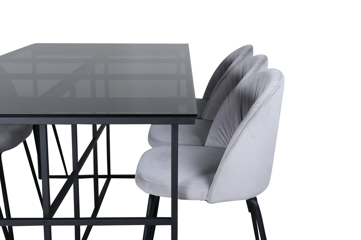 Venture Design Wrinkles & Leif Matstolar Grå + Matbord 90x200