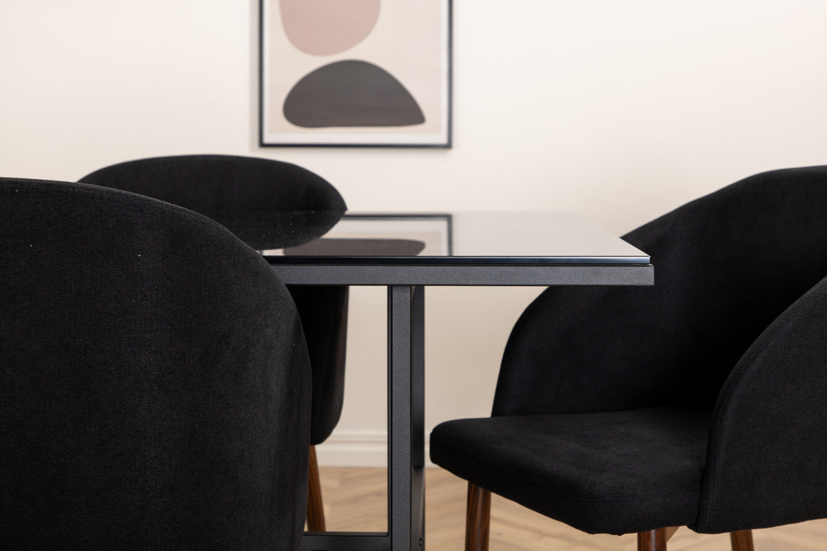 Venture Design Arch & Leif Matstolar Svart + Matbord 90x200