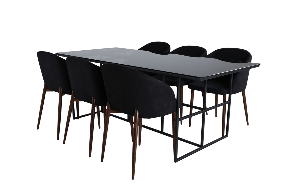 Venture Design Arch & Leif Matstolar Svart + Matbord 90x200