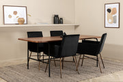Venture Design Petra & Uno Matstolar Svart + Rektangulära Matbord 200 x 90 Natur