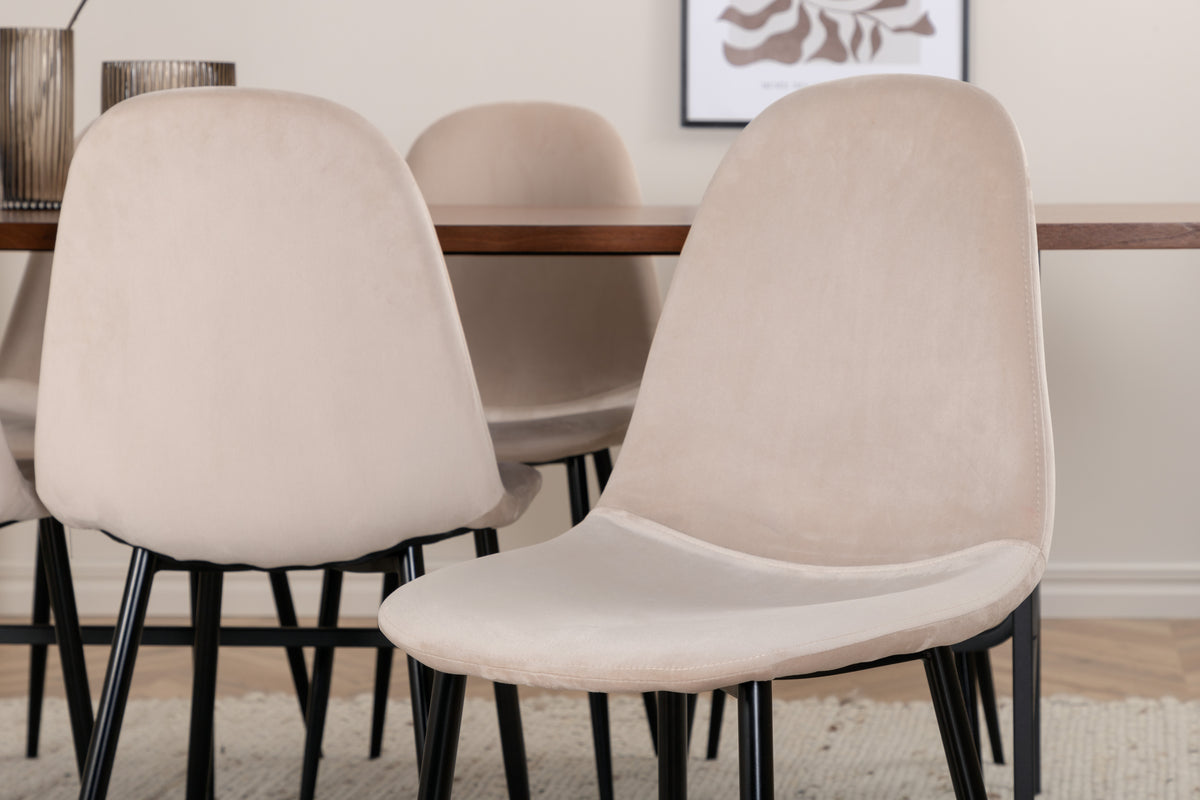 Venture Design Uno & Polar Rektangulära Matbord 200 x 90 Natur + Matstolar 2-pack Beige