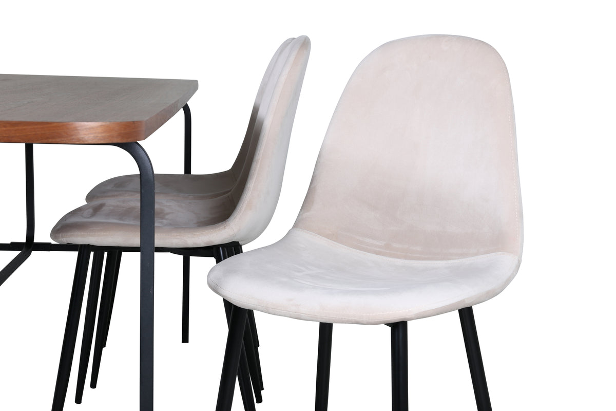 Venture Design Uno & Polar Rektangulära Matbord 200 x 90 Natur + Matstolar 2-pack Beige