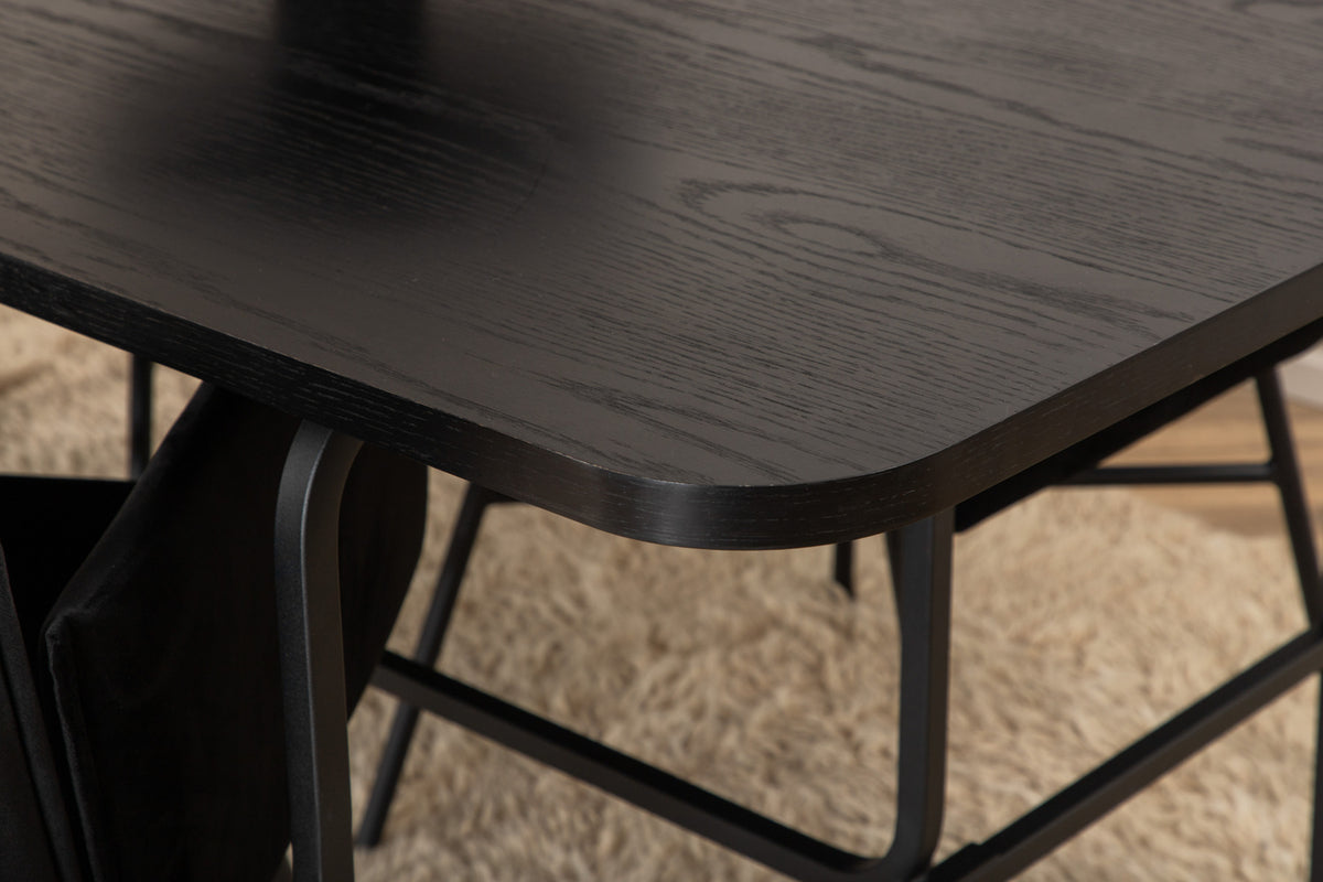 Venture Design Petra & Uno Matstolar Svart + Rektangulära Matbord 200 x 90 Svart