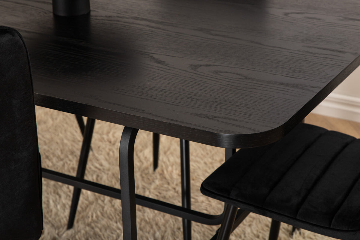 Venture Design Uno & Windu Rektangulära Matbord 200 x 90 Svart + Matstolar 2-pack Svart