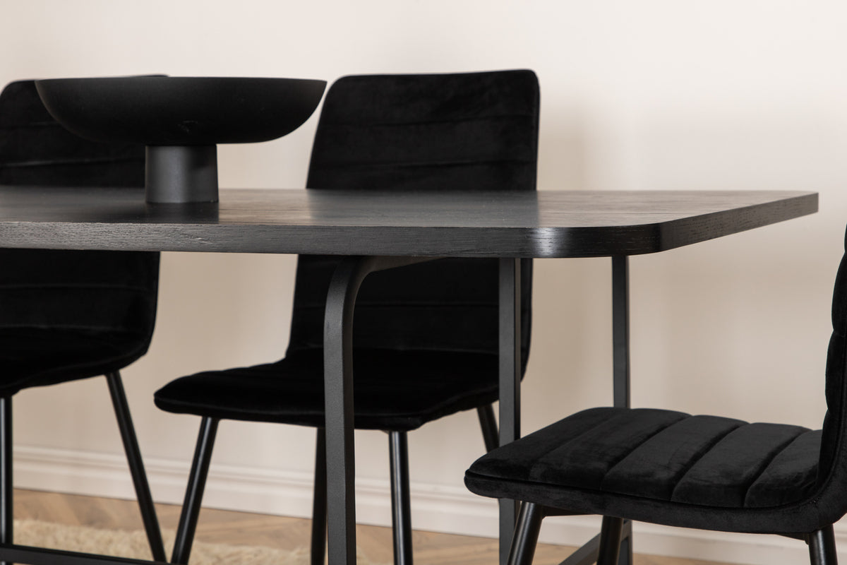 Venture Design Uno & Windu Rektangulära Matbord 200 x 90 Svart + Matstolar 2-pack Svart