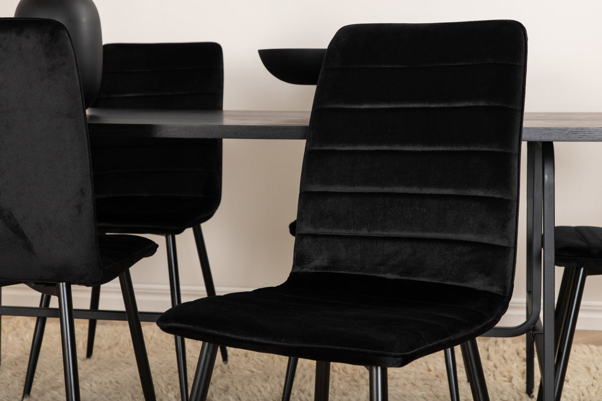 Venture Design Uno & Windu Rektangulära Matbord 200 x 90 Svart + Matstolar 2-pack Svart