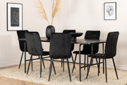 Venture Design Uno & Windu Rektangulära Matbord 200 x 90 Svart + Matstolar 2-pack Svart