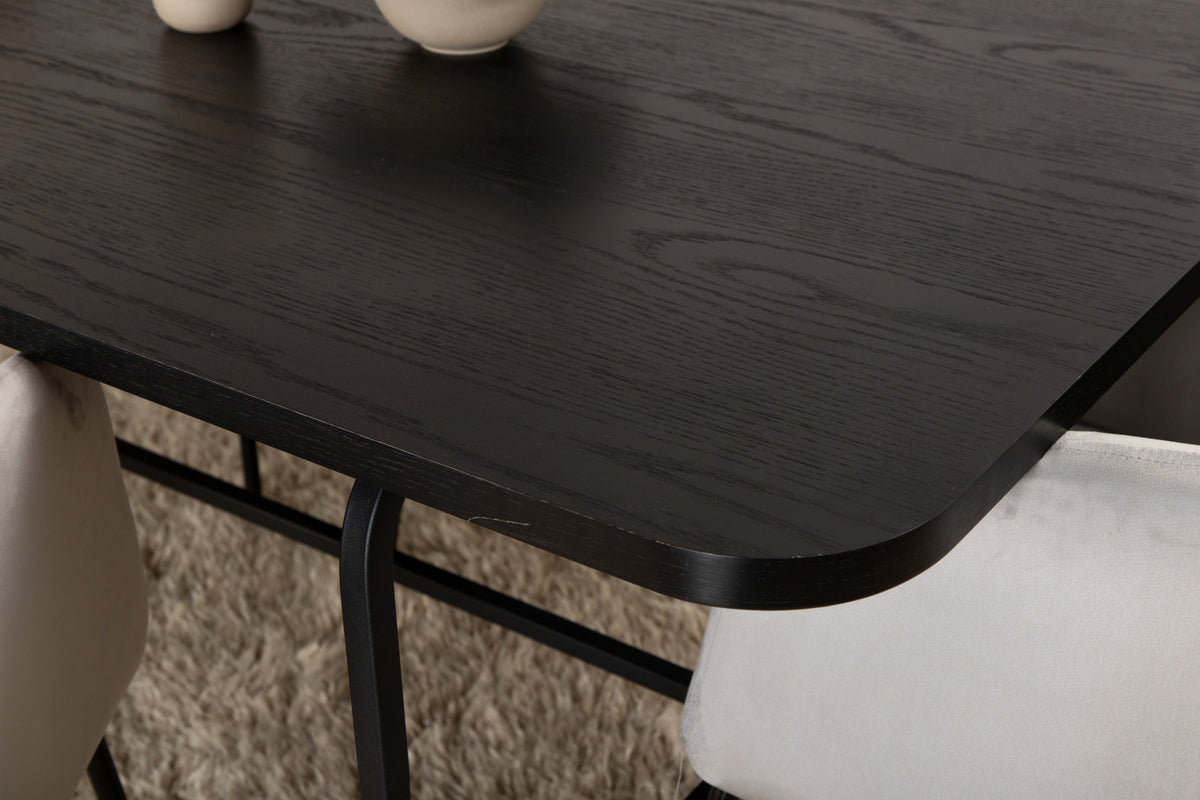 Venture Design Berit & Uno Matstolar Grå + Rektangulära Matbord 200 x 90 Svart