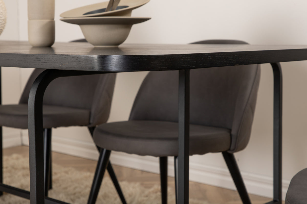 Venture Design Uno & Velvet Matbord 90x200 + Matstolar Grå