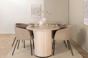 Venture Design Berit & Bianca Matstolar Beige + Ovala Matbord 200 x 90 Vitputsad
