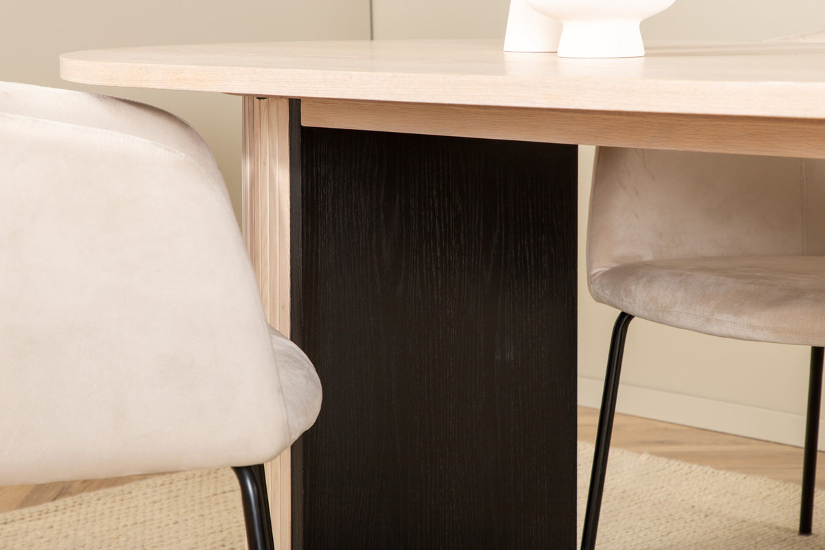 Venture Design Berit & Bianca Matstolar Beige + Ovala Matbord 200 x 90 Vitputsad