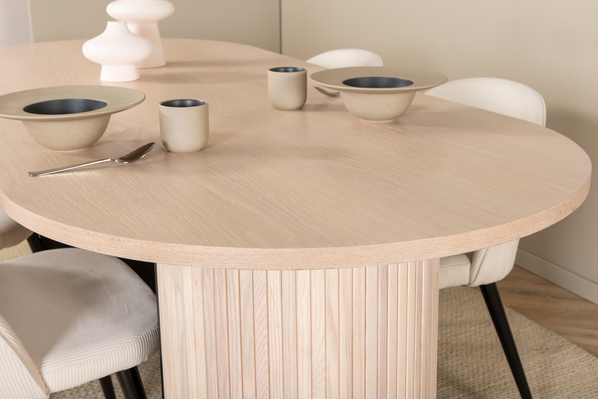 Venture Design Bianca & Velvet Matbord 90x200 + Matstolar Vit