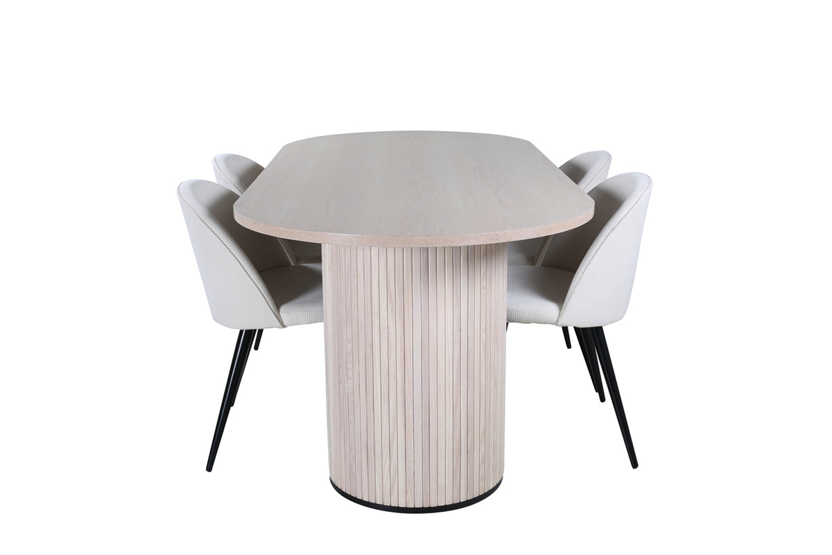 Venture Design Bianca & Velvet Matbord 90x200 + Matstolar Vit