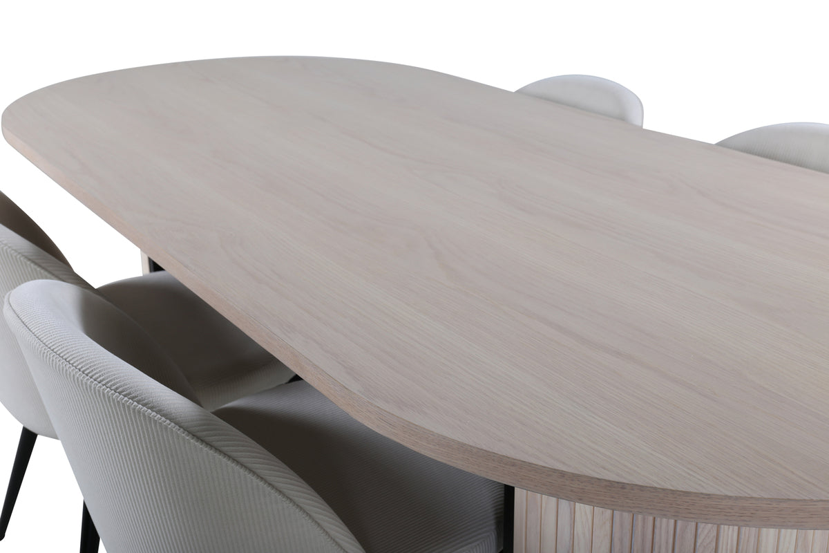 Venture Design Bianca & Velvet Matbord 90x200 + Matstolar Vit