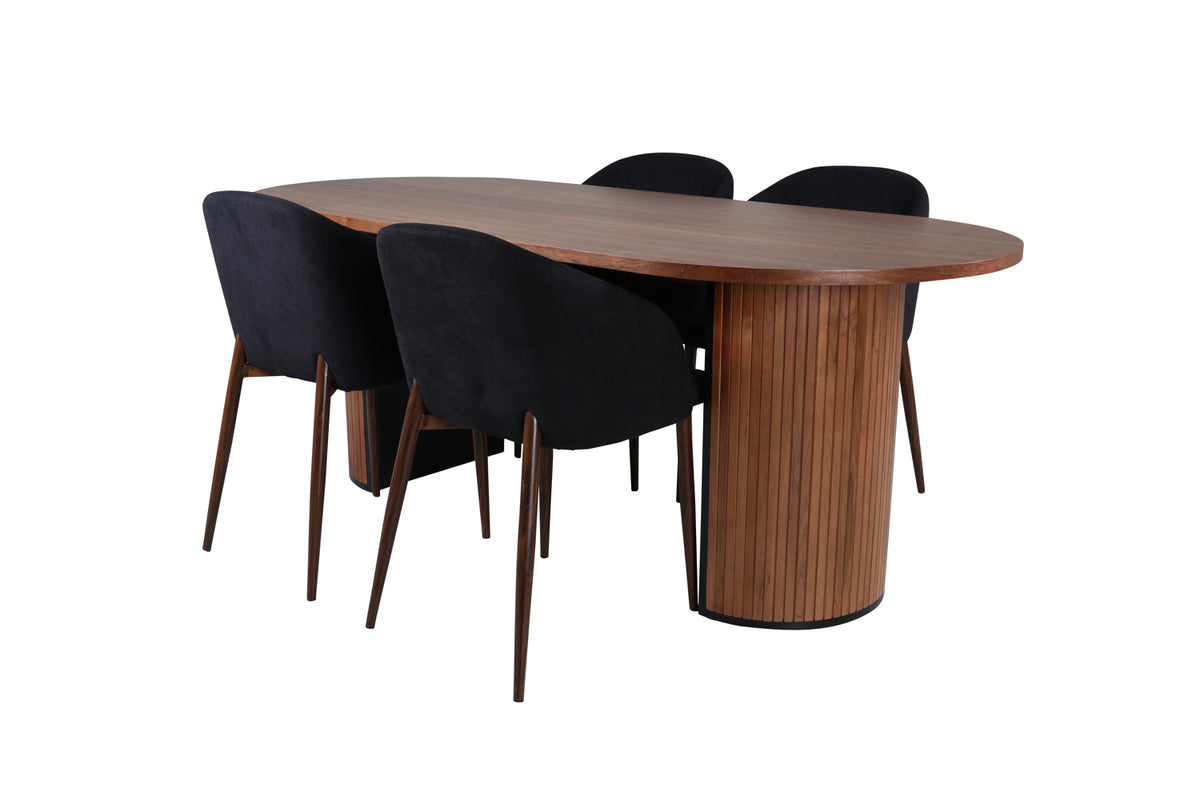 Venture Design Arch & Bianca Matstolar Svart + Matbord 90x200